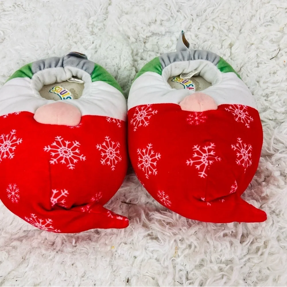 Squishmallows Red and Green Gnome festive Christmas Slippers size 11 / 12